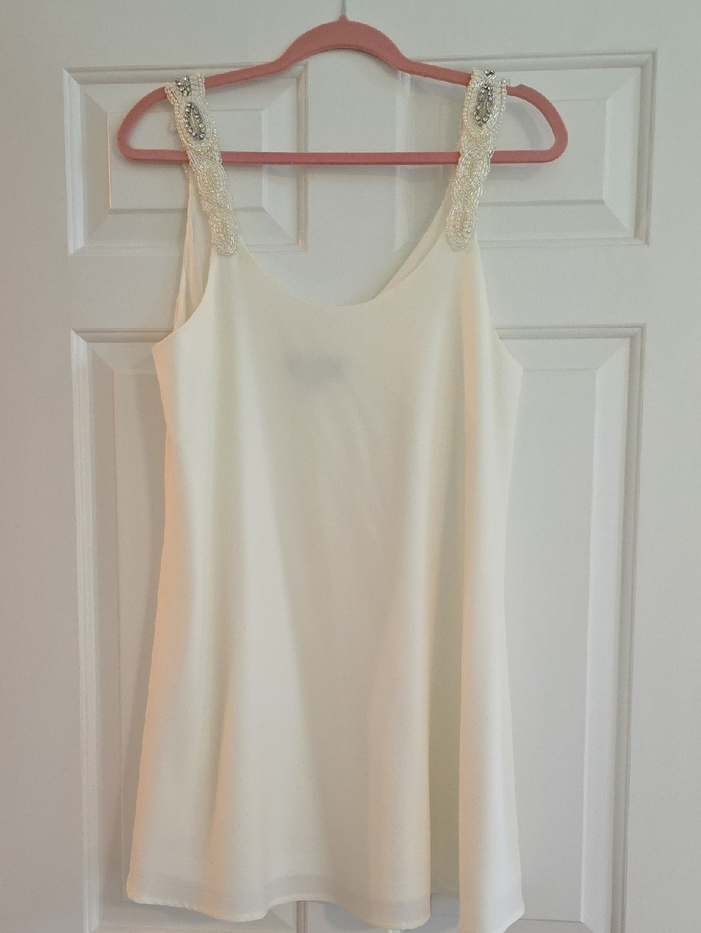 Lulu's Ivory Beaded Strap Slip Dress